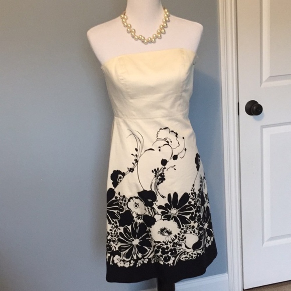 Ann Taylor Strapless Floral Cocktail Dress